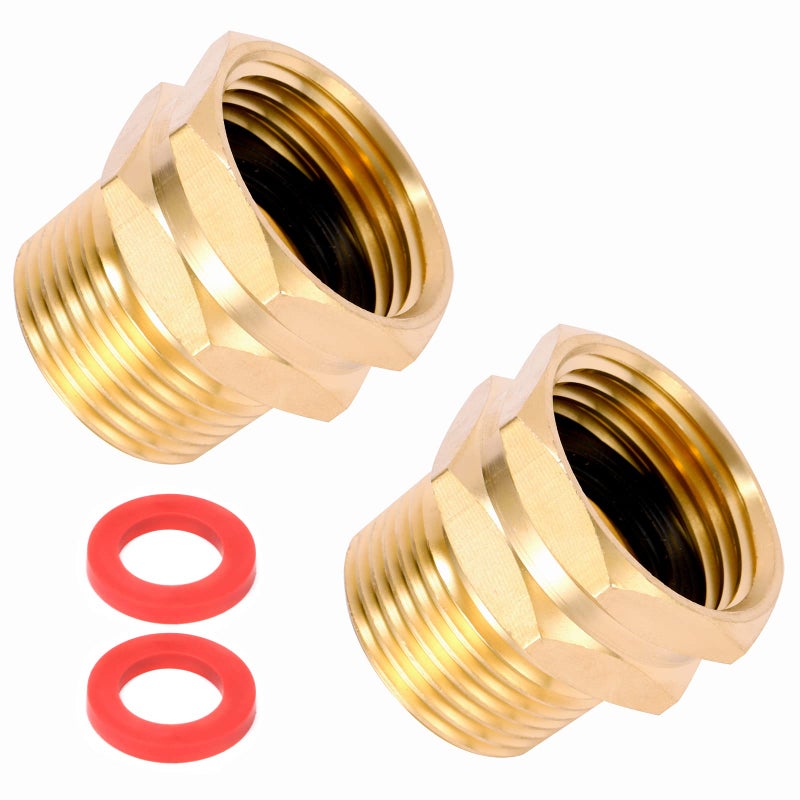 Sanpaint 2 Pack Brass Garden Hose Adapter, 3/4" GHT Female x 3/4" NPT Male Connector,GHT to NPT Adapter Brass Fitting,Brass Garden Hose to Pipe Fittings Connect - Image 1